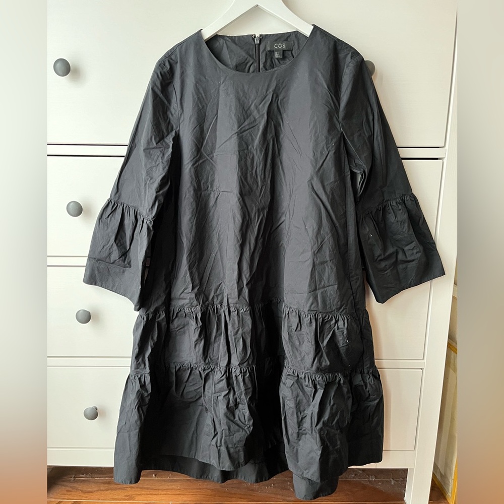 COS Black Poplin Ruffle Dress size 4